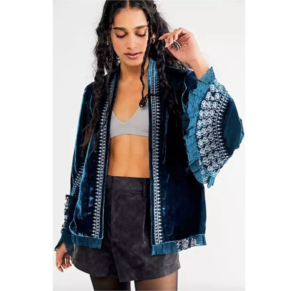 Free People Blue Velvet Blazer